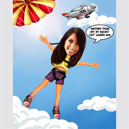 Skydiving Girl Caricature from Photo,by myDaVinci - myDaVinci